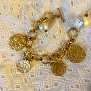 Coin and Pearl Bracelet